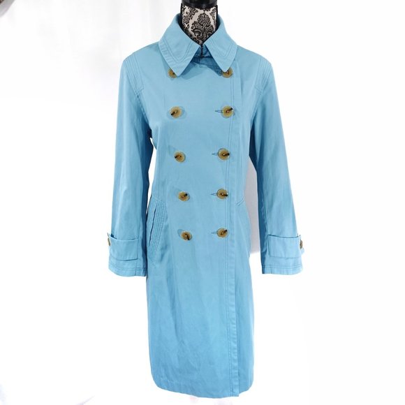JONES NEW YORK Double Breasted Pastel Cotton Blend Trench Coat L - Picture 2 of 6